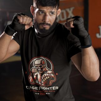 Grapple Gear Cage Fighter boxing t-shirt in black, sparring shot