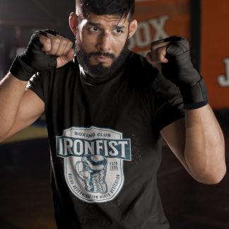Iron Fist Boxing Club Emblem boxing t-shirt in black, sparring shot