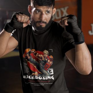 Kickboxing Graphic boxing t-shirt in black, sparring shot