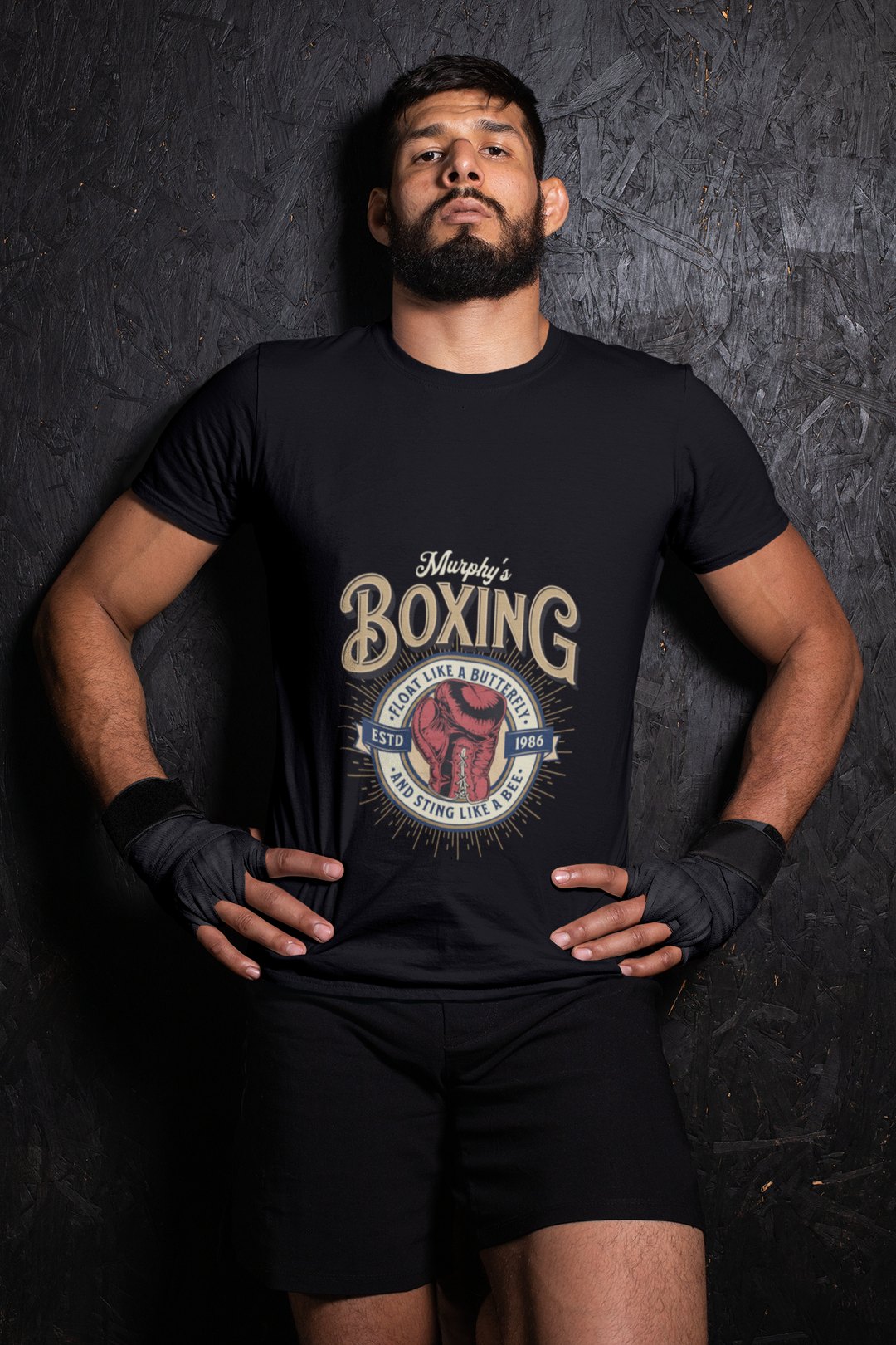 Murphys Boxing Sports boxing t-shirt in black, wrestler shot
