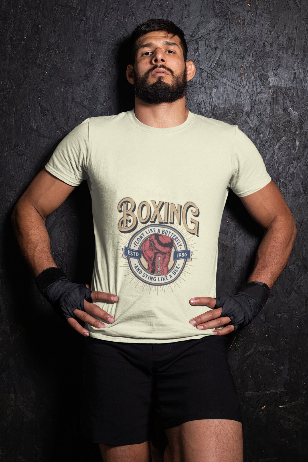 Murphys Boxing Sports boxing t-shirt in cream, wrestler shot