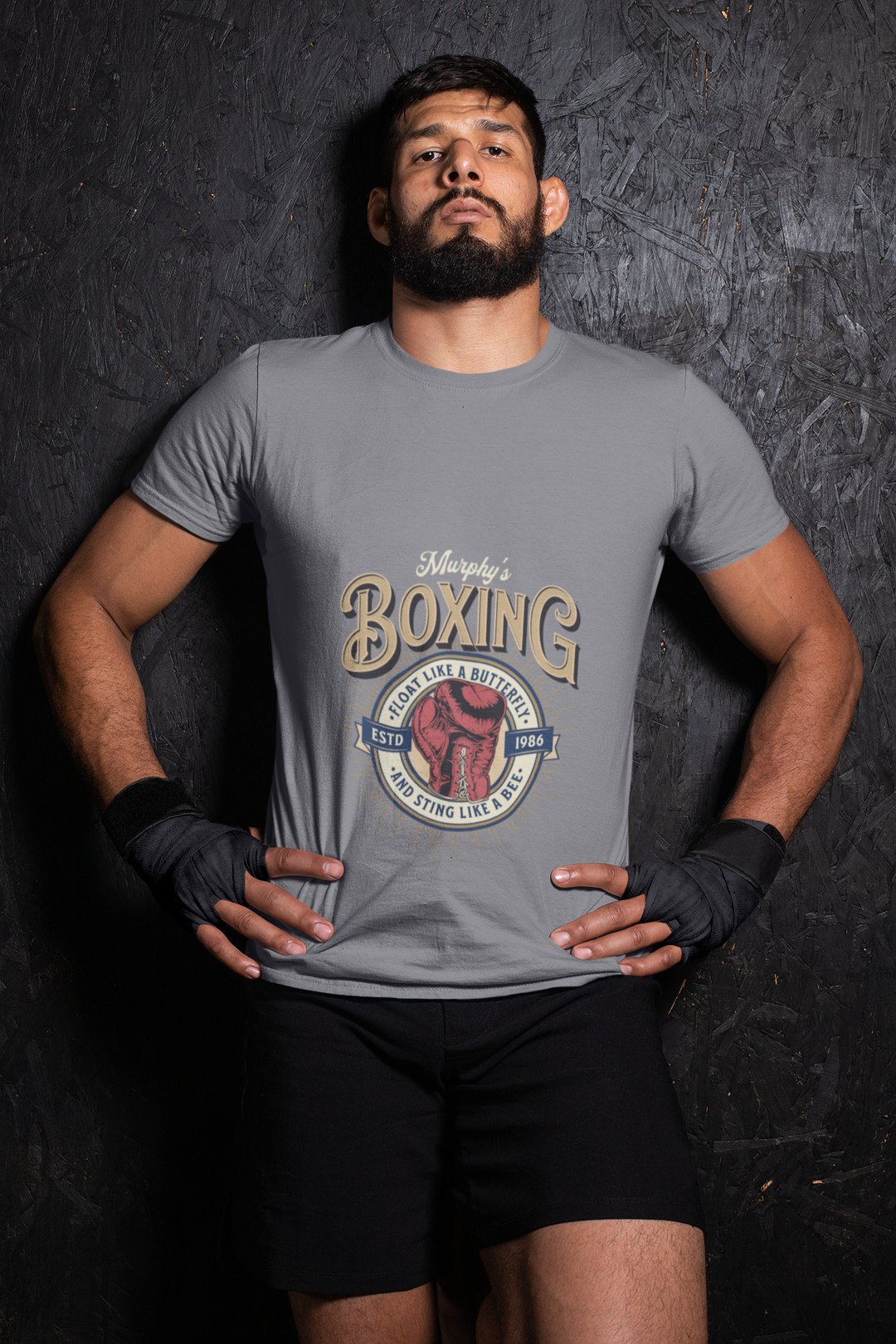Murphys Boxing Sports boxing t-shirt in grey, wrestler shot