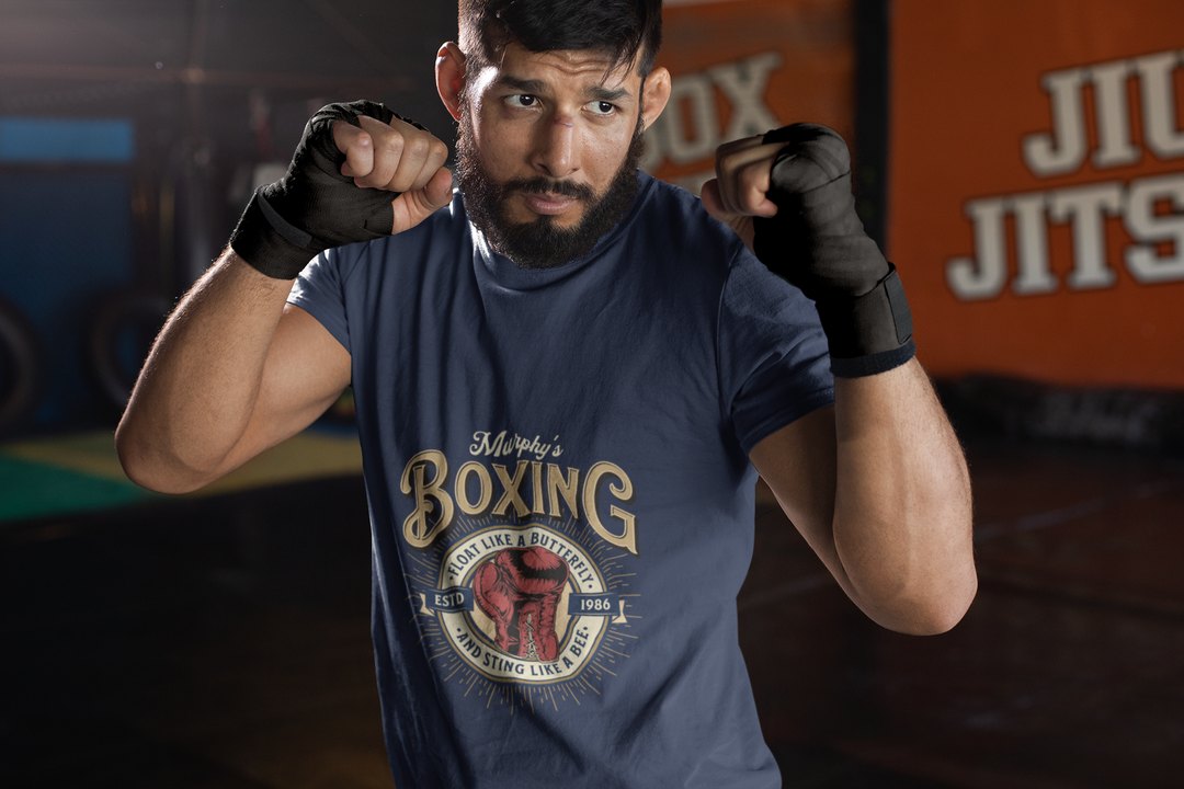 Murphys Boxing Sports boxing t-shirt in navy, sparring shot