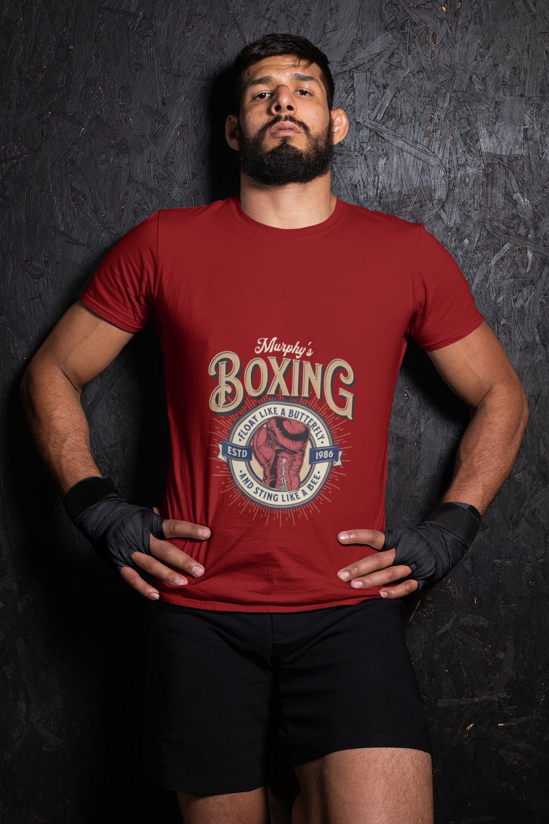 Murphys Boxing Sports boxing t-shirt in red, wrestler shot