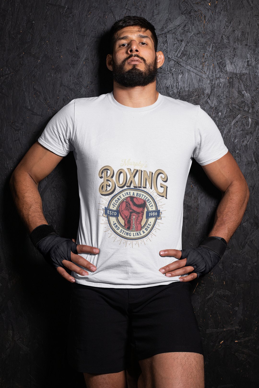 Murphys Boxing Sports boxing t-shirt in white, wrestler shot