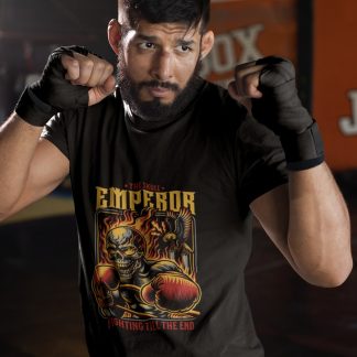 Skull Emperor boxing t-shirt in black, sparring shot