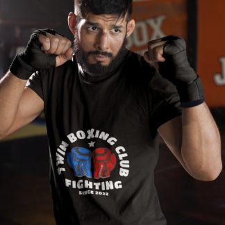 Twin Boxing Club Fighting boxing t-shirt in black, sparring shot