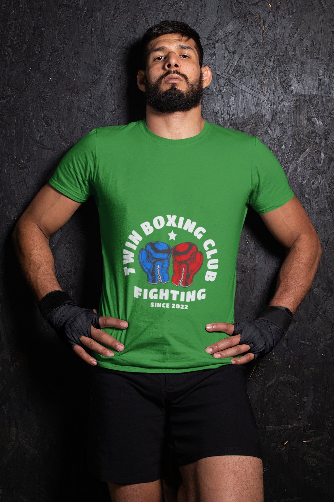 Twin Boxing Club Fighting boxing t-shirt in forest green, wrestler shot