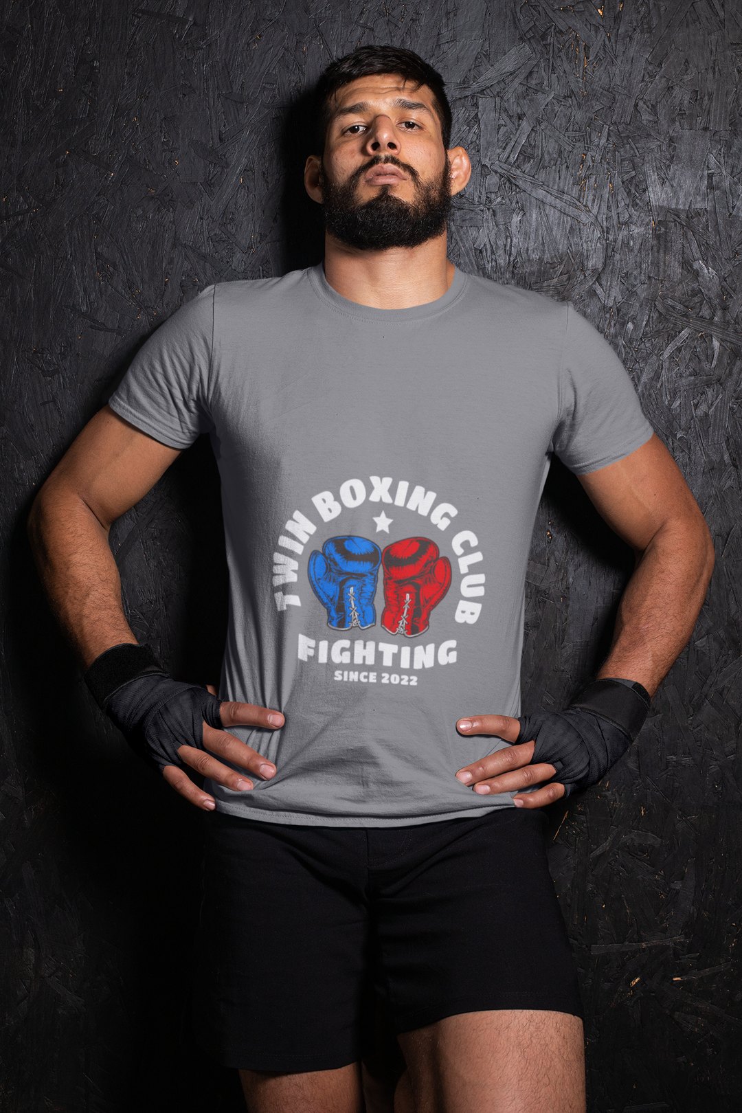 Twin Boxing Club Fighting boxing t-shirt in grey, wrestler shot