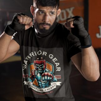 Warrior Gear boxing t-shirt in black, sparring shot