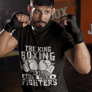 The King Boxing 1979 boxing t-shirt in black, sparring shot