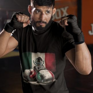 Mexico Flag boxing t-shirt in black, sparring shot