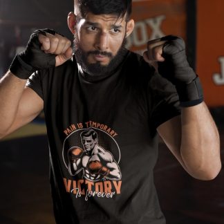 Pain Is Temporary boxing t-shirt in black, sparring shot