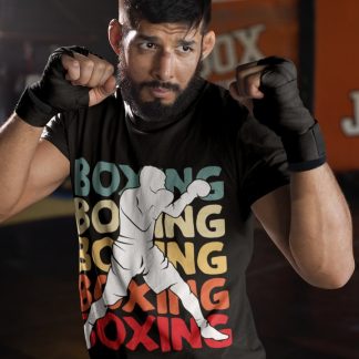 Boxing Retro Triple boxing t-shirt in black, sparring shot