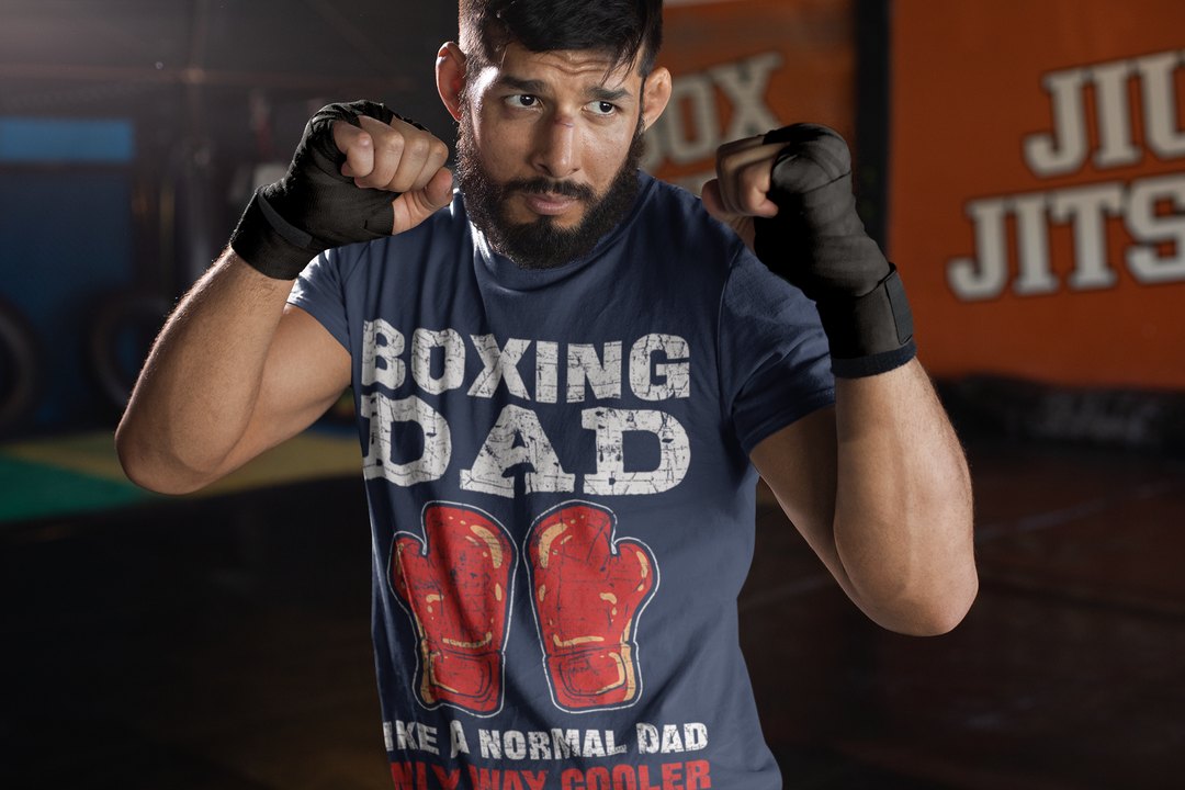 Boxing Dad boxing t-shirt in navy, sparring shot