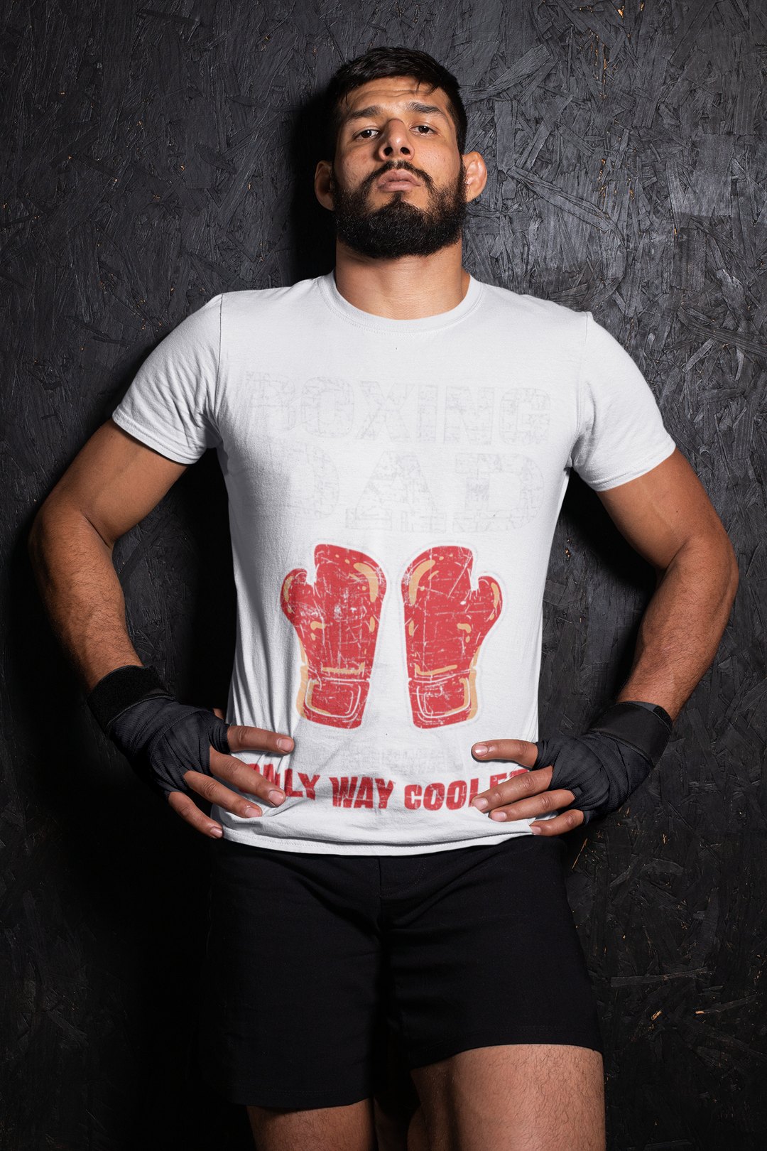 Boxing Dad boxing t-shirt in white, wrestler shot