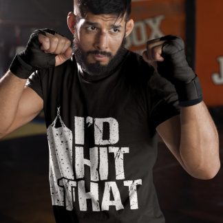 I'd Hit That Punching Bag boxing t-shirt in black, sparring shot