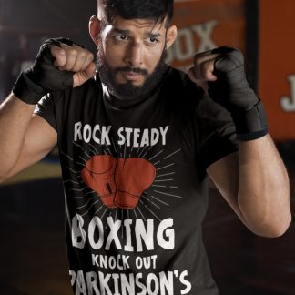 Rock Steady Boxing Parkinsons boxing t-shirt in black, sparring shot