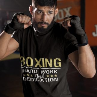 Boxing Hard Work boxing t-shirt in black, sparring shot