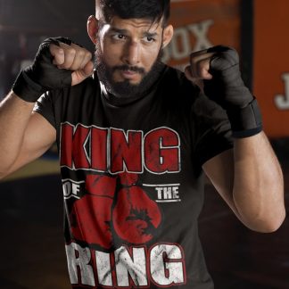 King Of The Ring boxing t-shirt in black, sparring shot