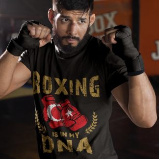 Boxing Is In My DNA Turkey boxing t-shirt in black, sparring shot