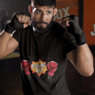 Boxing Day Comic boxing t-shirt in black, sparring shot