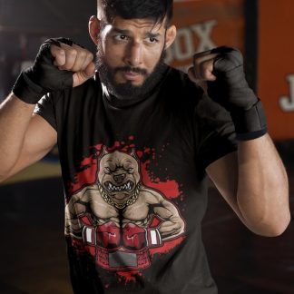 Angry Pitbull Fighter boxing t-shirt in black, sparring shot