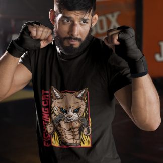 King Cat Lynx Fighter boxing t-shirt in black, sparring shot