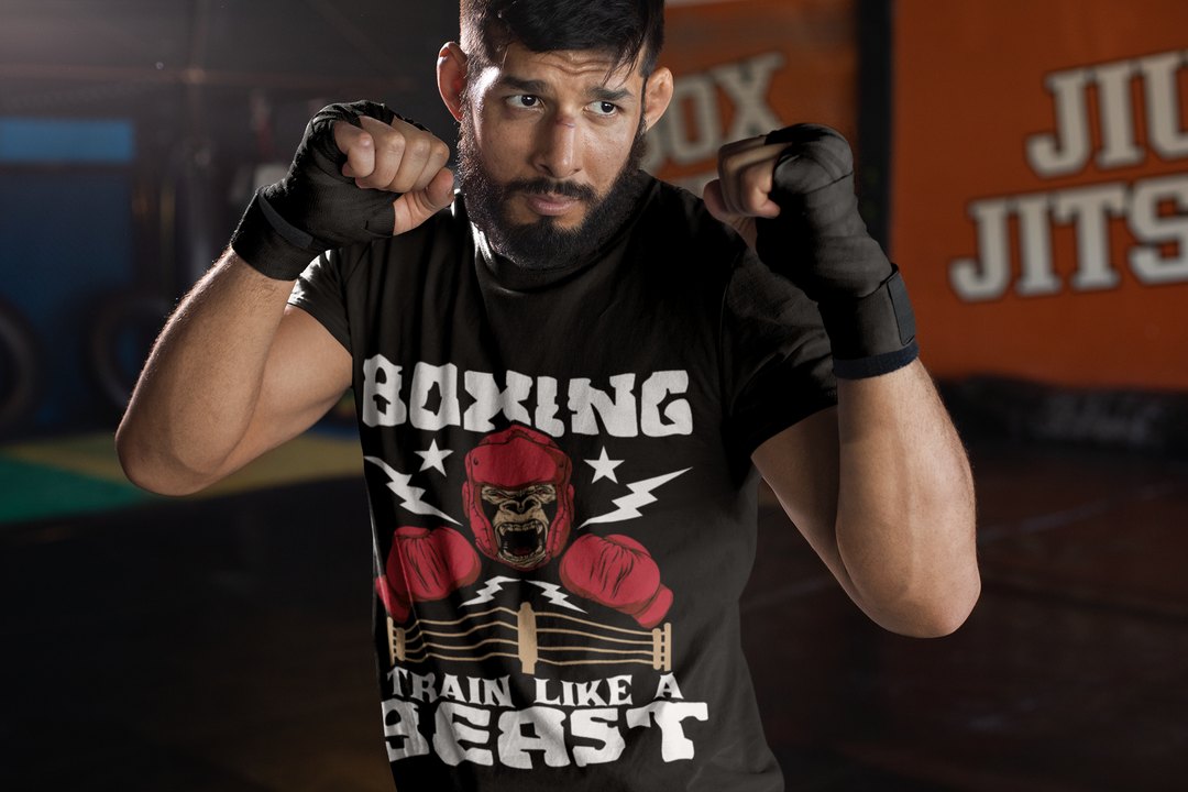 Gorilla Boxing Lightning boxing t-shirt in black, sparring shot