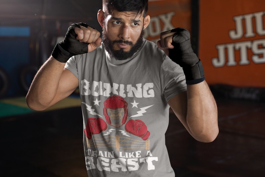 Gorilla Boxing Lightning boxing t-shirt in grey, sparring shot