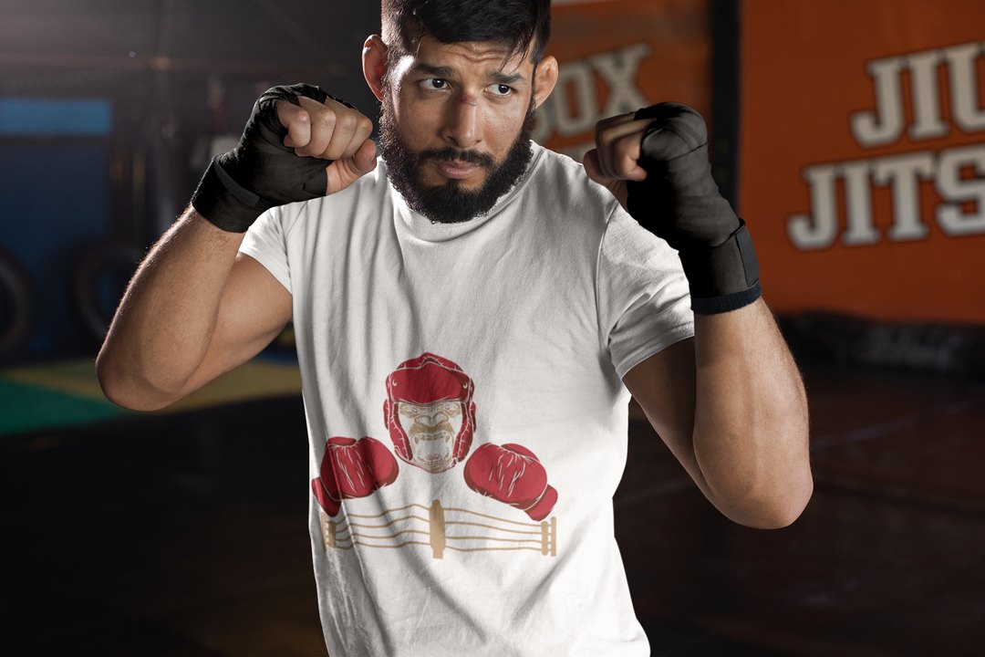 Gorilla Boxing Lightning boxing t-shirt in white, sparring shot