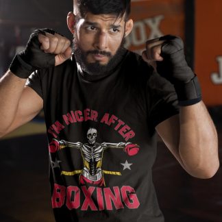 I'm Nicer After boxing t-shirt in black, sparring shot
