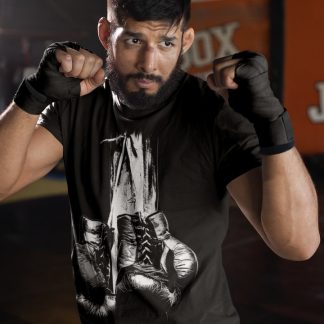 Plain Design boxing t-shirt in black, sparring shot