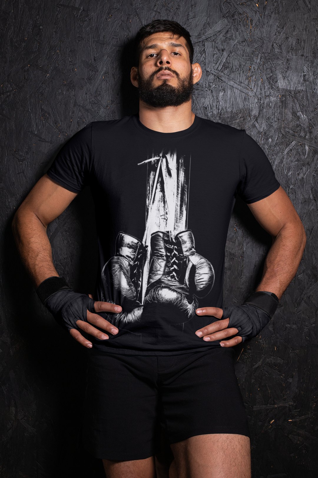 Plain Design boxing t-shirt in black, wrestler shot