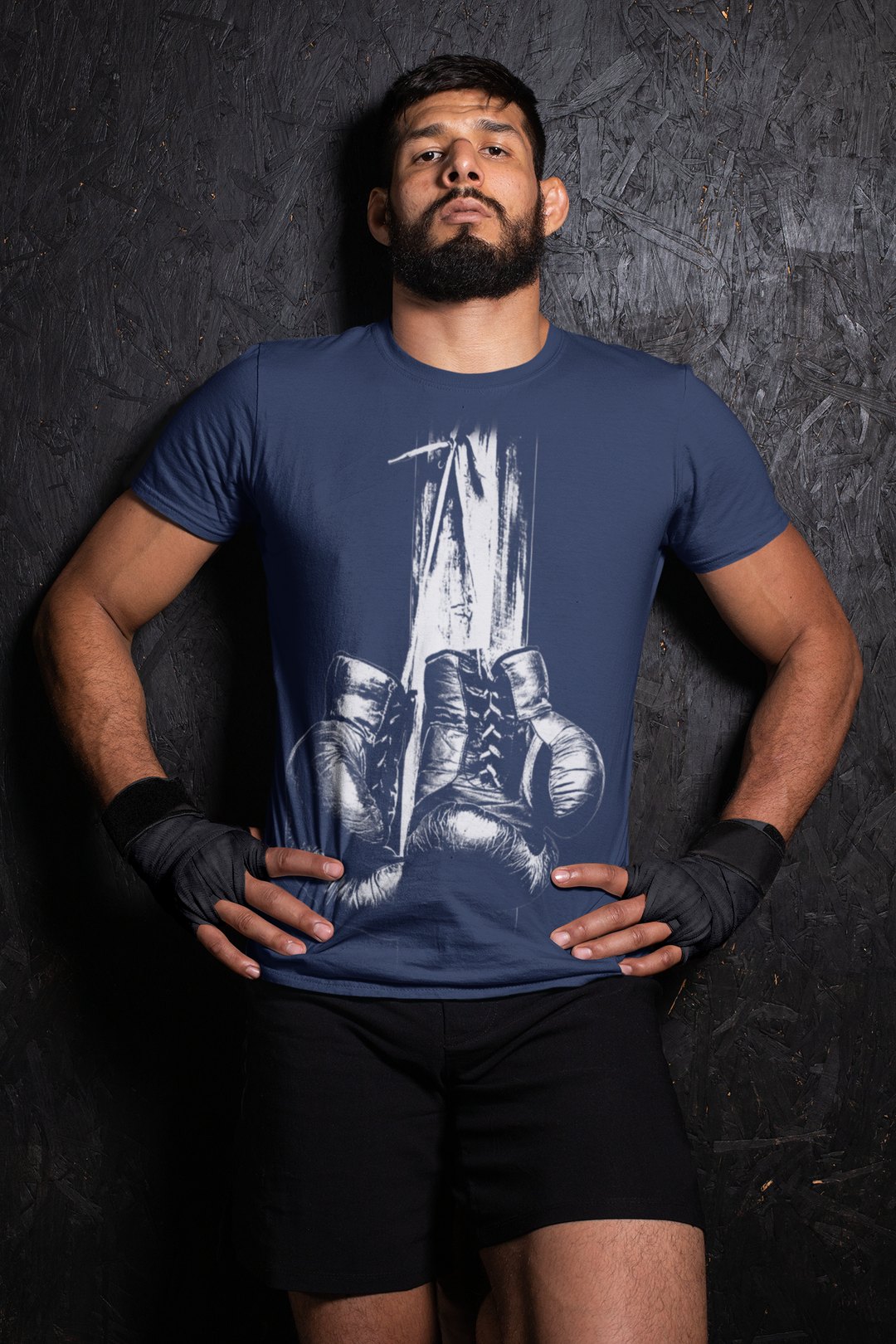 Plain Design boxing t-shirt in navy, wrestler shot
