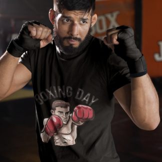 Boxing Day Cartoon boxing t-shirt in black, sparring shot
