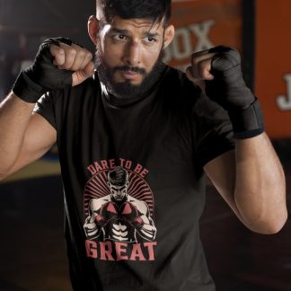 Dare To Be Vintage Boxer boxing t-shirt in black, sparring shot