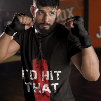 I'd Hit Punching Bag Script boxing t-shirt in black, sparring shot