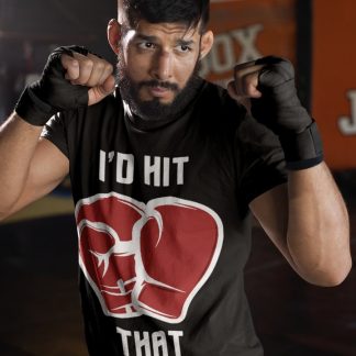 I'd Hit Heart Gloves boxing t-shirt in black, sparring shot