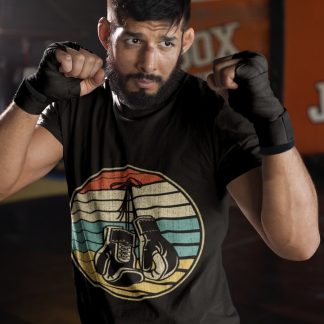 Vintage Punching Bag boxing t-shirt in black, sparring shot