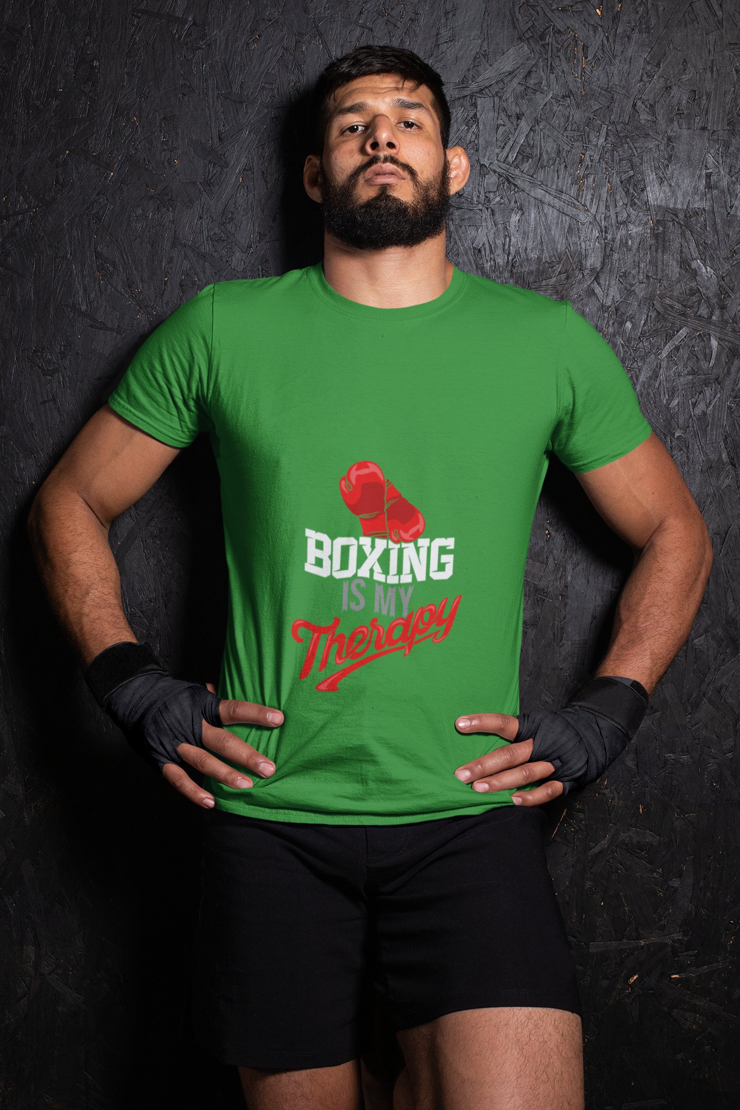 Boxing Is My Passion boxing t-shirt in forest green, wrestler shot