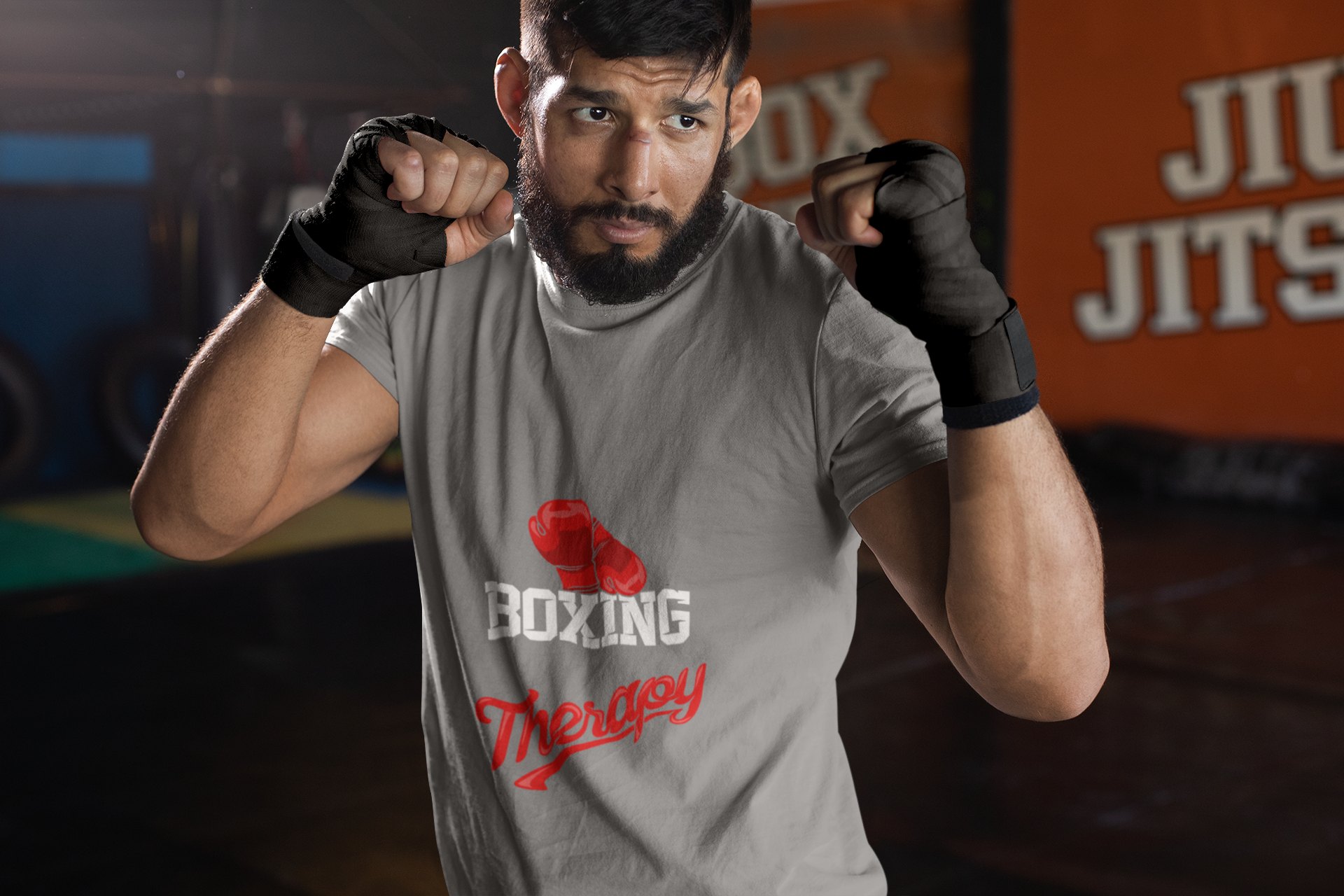 Boxing Is My Passion boxing t-shirt in grey, sparring shot