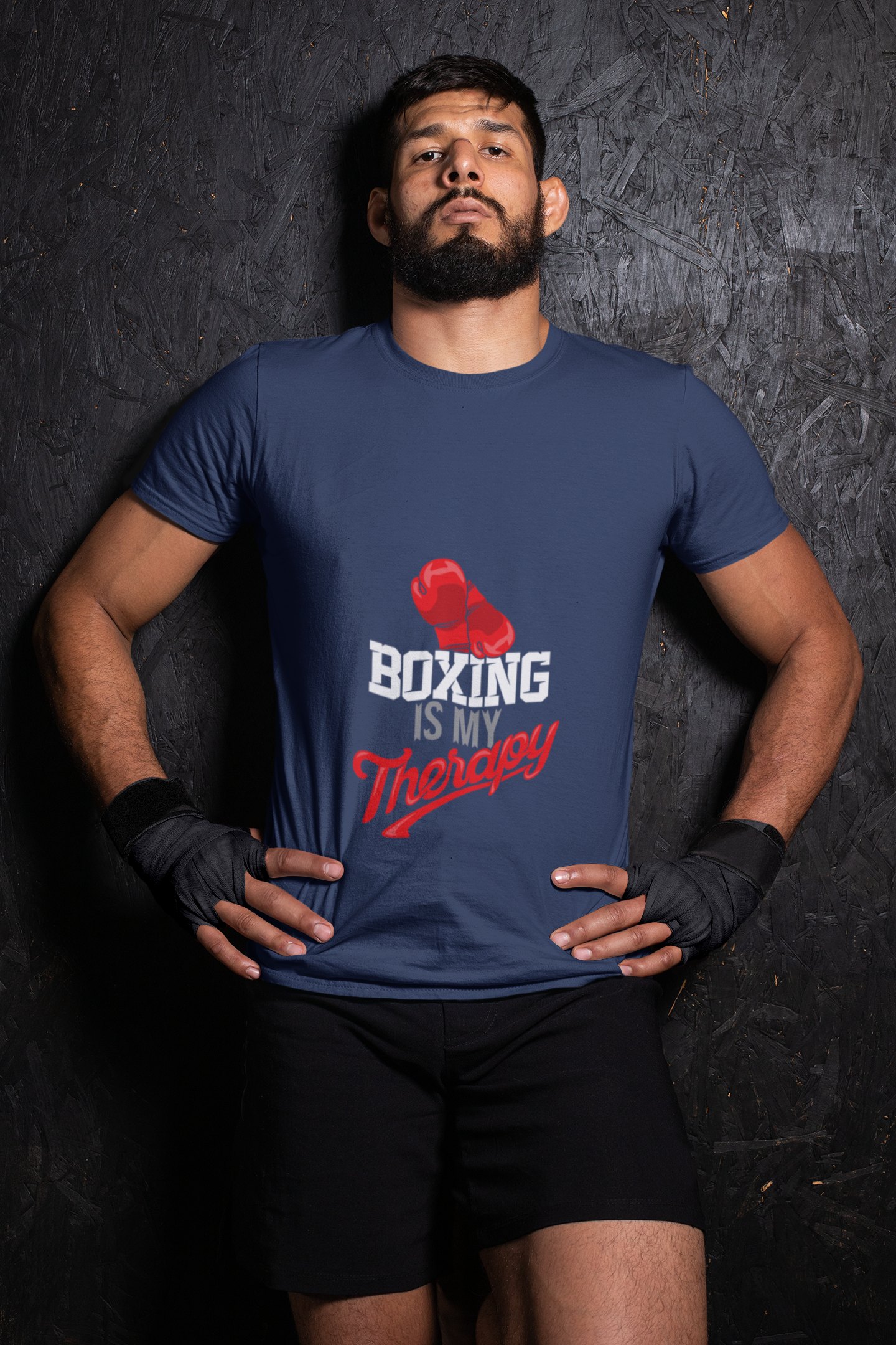 Boxing Is My Passion boxing t-shirt in navy, wrestler shot