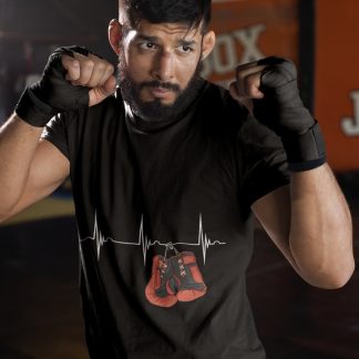 Boxing Heartbeat Line boxing t-shirt in black, sparring shot