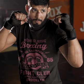 Mens Classic Brooklyn boxing t-shirt in black, sparring shot
