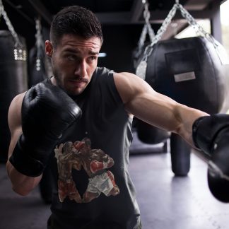 Fighters Red Blue Sparring Ring boxing vest in black, shadowboxing shot