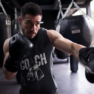 Coach boxing vest in black, shadowboxing shot