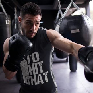 I'd Hit That Punching Bag boxing vest in black, shadowboxing shot