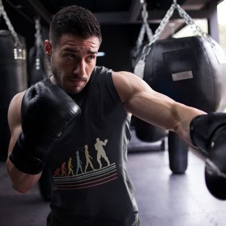 Boxing Evolution boxing vest in black, shadowboxing shot