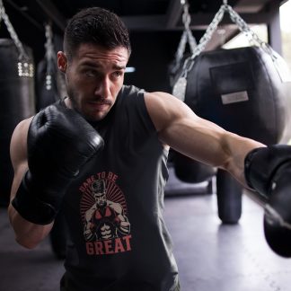 Dare To Be Vintage Boxer boxing vest in black, shadowboxing shot